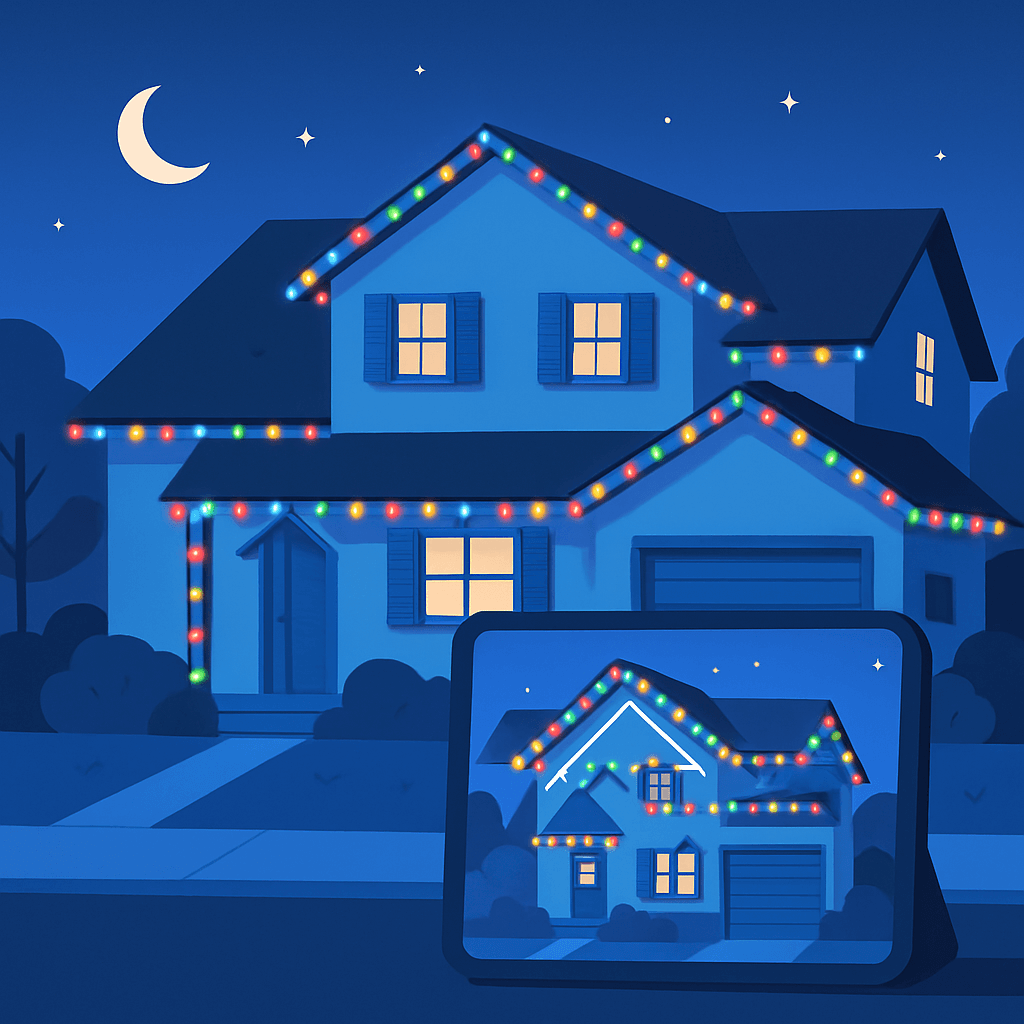 Holiday lighting proposal concept with roofline lights