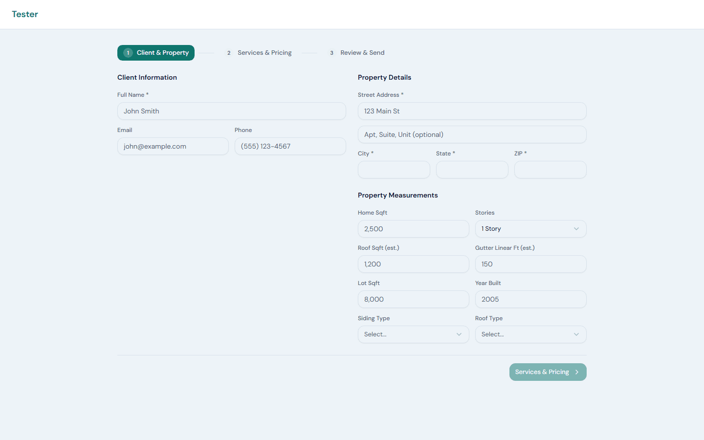 Live CleanEstimate estimator on desktop